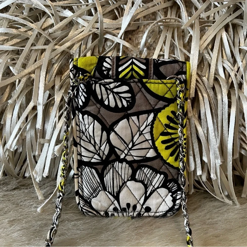 VERA BRADLEY Citron 2014 Mini Cellphone Crossbody Chainlink Yellow Black Floral